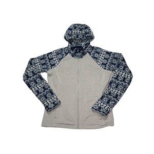 Vintage Cabelas Sweater Womens Medium Snowflake Hooded Zip Fleece Jacket